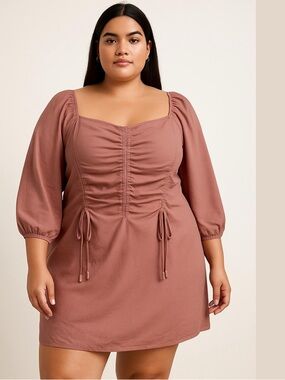 Rose Mauve Square-Neck Dress